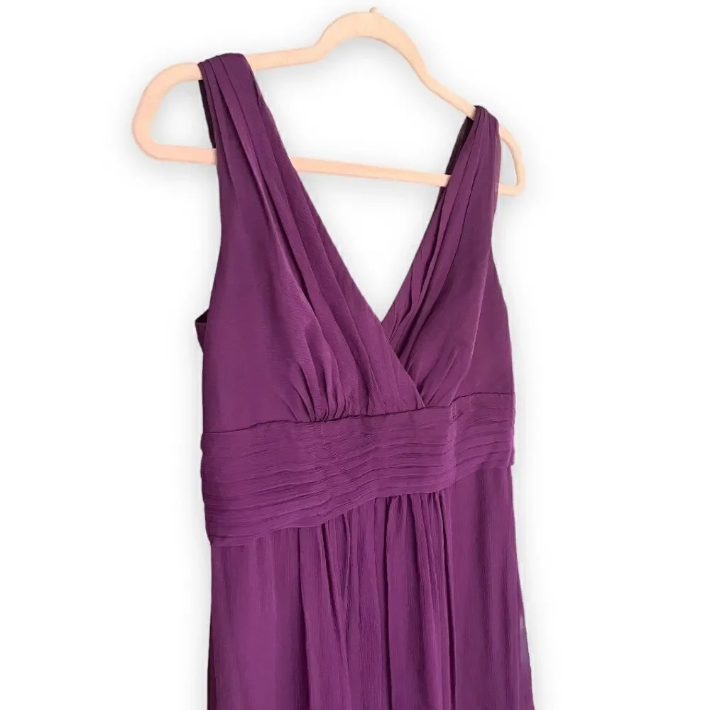 AMSALE | 100% Silk Purple Empire Waist Gown (12)